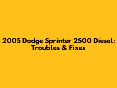 2005 Dodge Sprinter 2500 Diesel: Troubles & Fixes