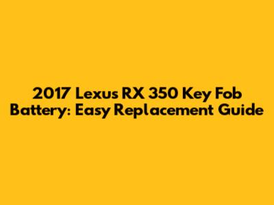 2017 Lexus RX 350 Key Fob Battery: Easy Replacement Guide