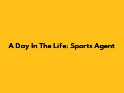 A Day In The Life: Sports Agent