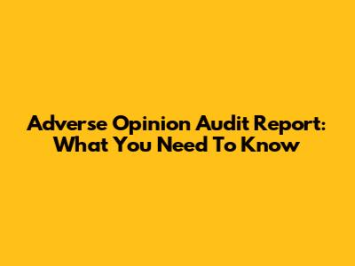 Adverse Opinion Audit Report: What You Need To Know