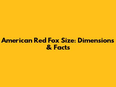 American Red Fox Size: Dimensions & Facts