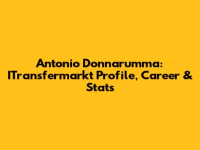 Antonio Donnarumma: ITransfermarkt Profile, Career & Stats