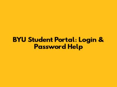 BYU Student Portal: Login & Password Help