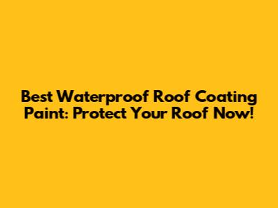Best Waterproof Roof Coating Paint: Protect Your Roof Now!