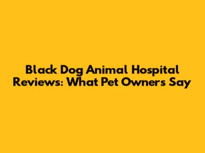 Black Dog Animal Hospital Reviews: What Pet Owners Say