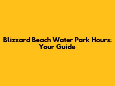 Blizzard Beach Water Park Hours: Your Guide