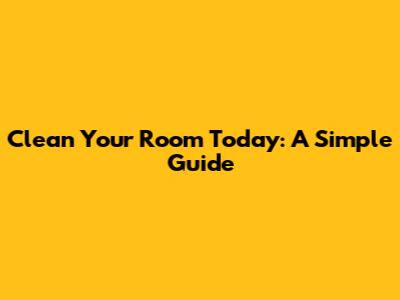 Clean Your Room Today: A Simple Guide