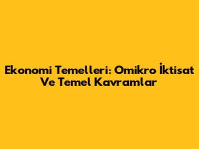 Ekonomi Temelleri: Omikro İktisat Ve Temel Kavramlar