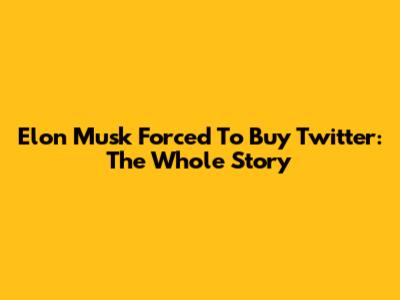 Elon Musk Forced To Buy Twitter: The Whole Story