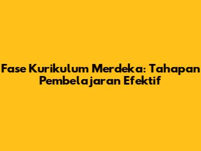 Fase Kurikulum Merdeka: Tahapan Pembelajaran Efektif