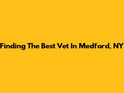 Finding The Best Vet In Medford, NY