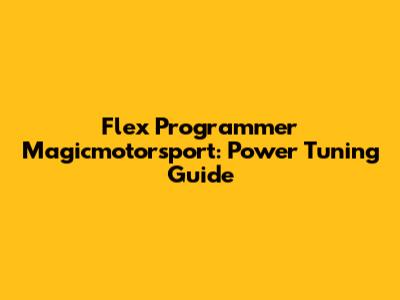 Flex Programmer Magicmotorsport: Power Tuning Guide