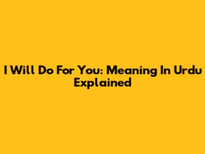 I Will Do For You: Meaning In Urdu Explained