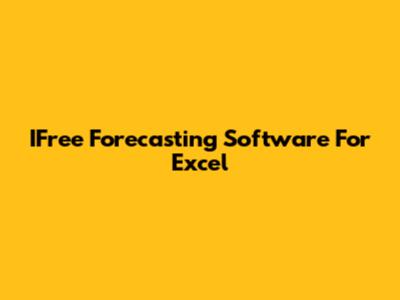 IFree Forecasting Software For Excel