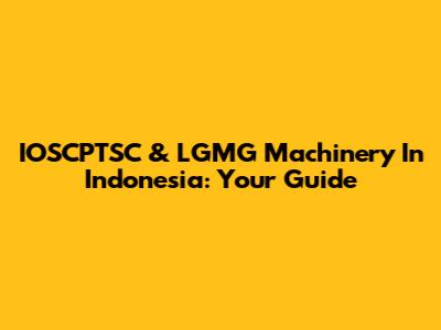 IOSCPTSC & LGMG Machinery In Indonesia: Your Guide