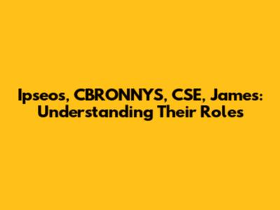 Ipseos, CBRONNYS, CSE, James: Understanding Their Roles