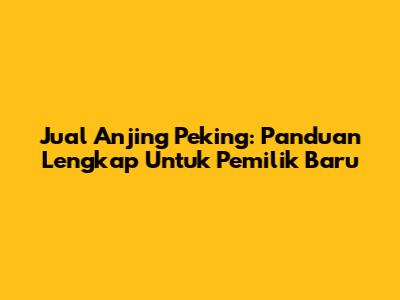 Jual Anjing Peking: Panduan Lengkap Untuk Pemilik Baru