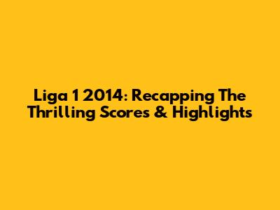 Liga 1 2014: Recapping The Thrilling Scores & Highlights