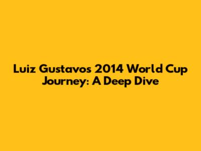 Luiz Gustavo's 2014 World Cup Journey: A Deep Dive