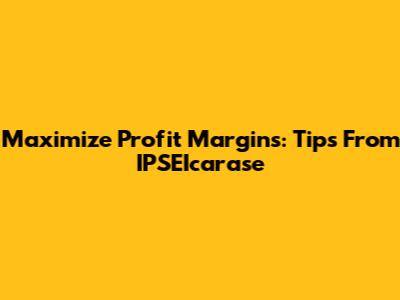 Maximize Profit Margins: Tips From IPSEIcarase