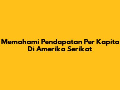 Memahami Pendapatan Per Kapita Di Amerika Serikat