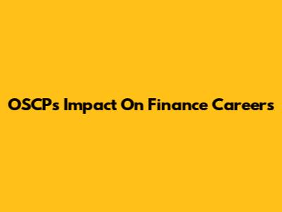 OSCP's Impact On Finance Careers