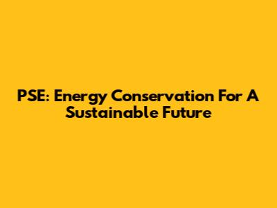 PSE: Energy Conservation For A Sustainable Future