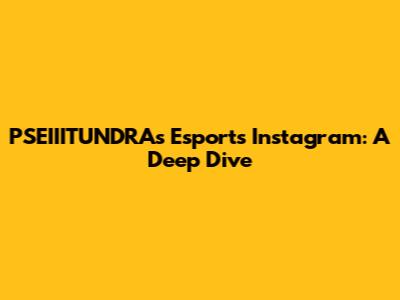 PSEIIITUNDRA's Esports Instagram: A Deep Dive