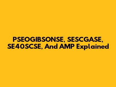 PSEOGIBSONSE, SESCGASE, SE40SCSE, And AMP Explained
