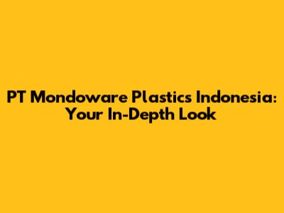 PT Mondoware Plastics Indonesia: Your In-Depth Look