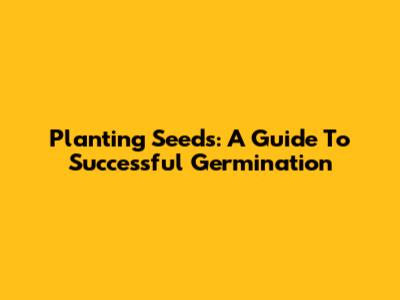 Planting Seeds: A Guide To Successful Germination