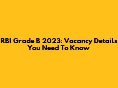 RBI Grade B 2023: Vacancy Details You Need To Know