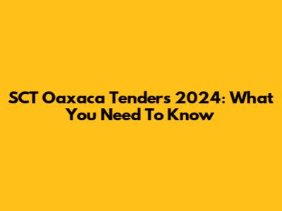 SCT Oaxaca Tenders 2024: What You Need To Know