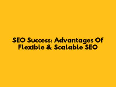 SEO Success: Advantages Of Flexible & Scalable SEO
