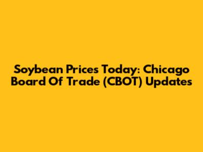 Soybean Prices Today: Chicago Board Of Trade (CBOT) Updates
