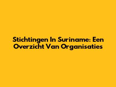 Stichtingen In Suriname: Een Overzicht Van Organisaties