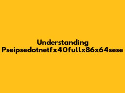 Understanding Pseipsedotnetfx40fullx86x64sese
